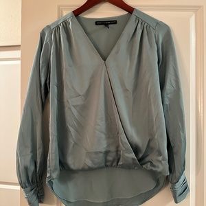 White House Black Market light blue-green silky blouse XXS